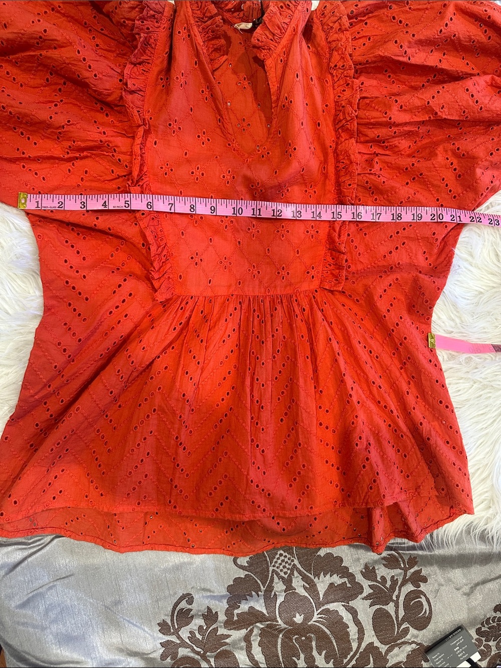 Solitaire Red Eyelet Ruffle Tunic - Picture 4 of 4